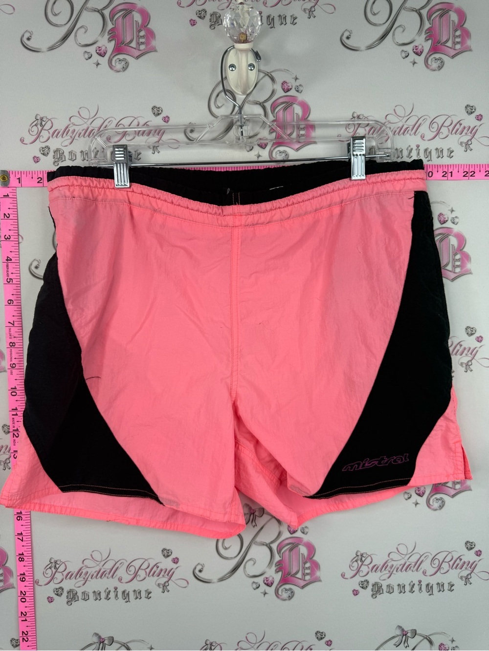 Mistral shorts vintage neon Women's Pink Athletic Shorts with Black Panels